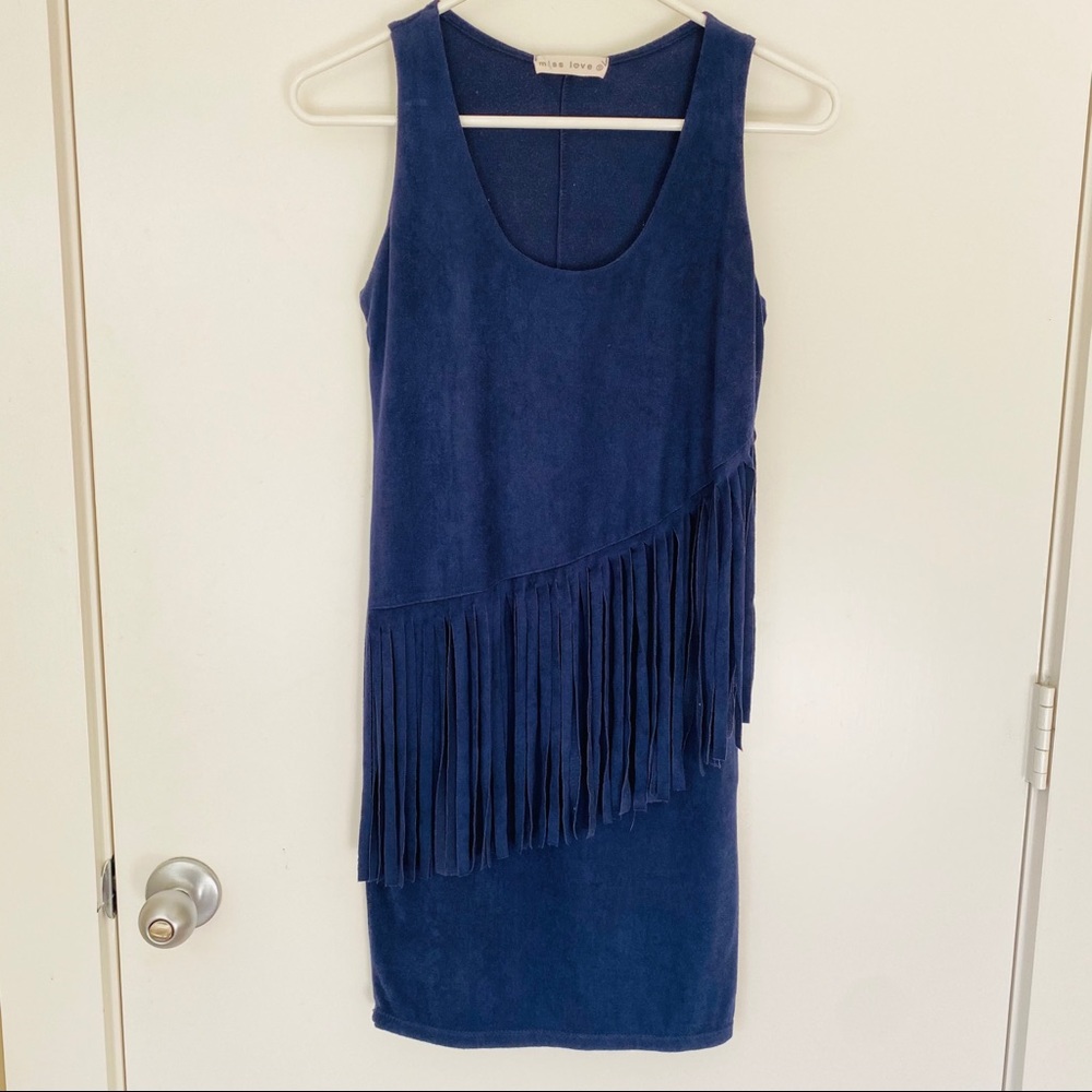 Navy bodycon fringe dress